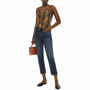 NWT Current/Elliott Snake print Brown Black Cotton Silk Blend Tank Top